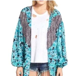 NWT VOLCOM Mixed Media Print Kimono Swim Coverup Sz XS